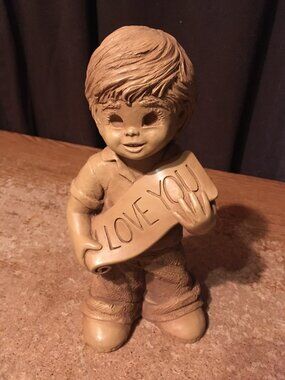 FANNYKINS FIGURINE BILL MACK SOLAR STATUARY I LOVE YOU BOY HOLDING SIGN